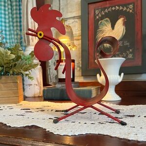 Handmade Metal Folk Art Rooster Sculpture